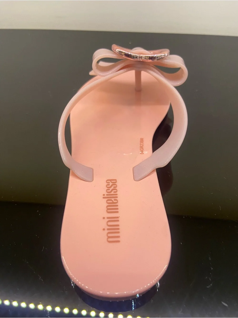 Mini Melissa Pink Glitter Heart Bow Jelly Sandals size 12C